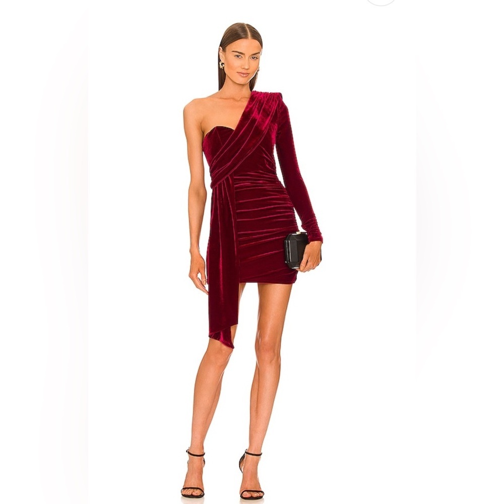 Michael Costello Carmen Dress in Burgundy